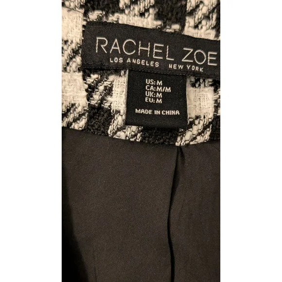 Women's Rachel Zoe Houndstooth Blazer M Black White - Picture 4 of 8